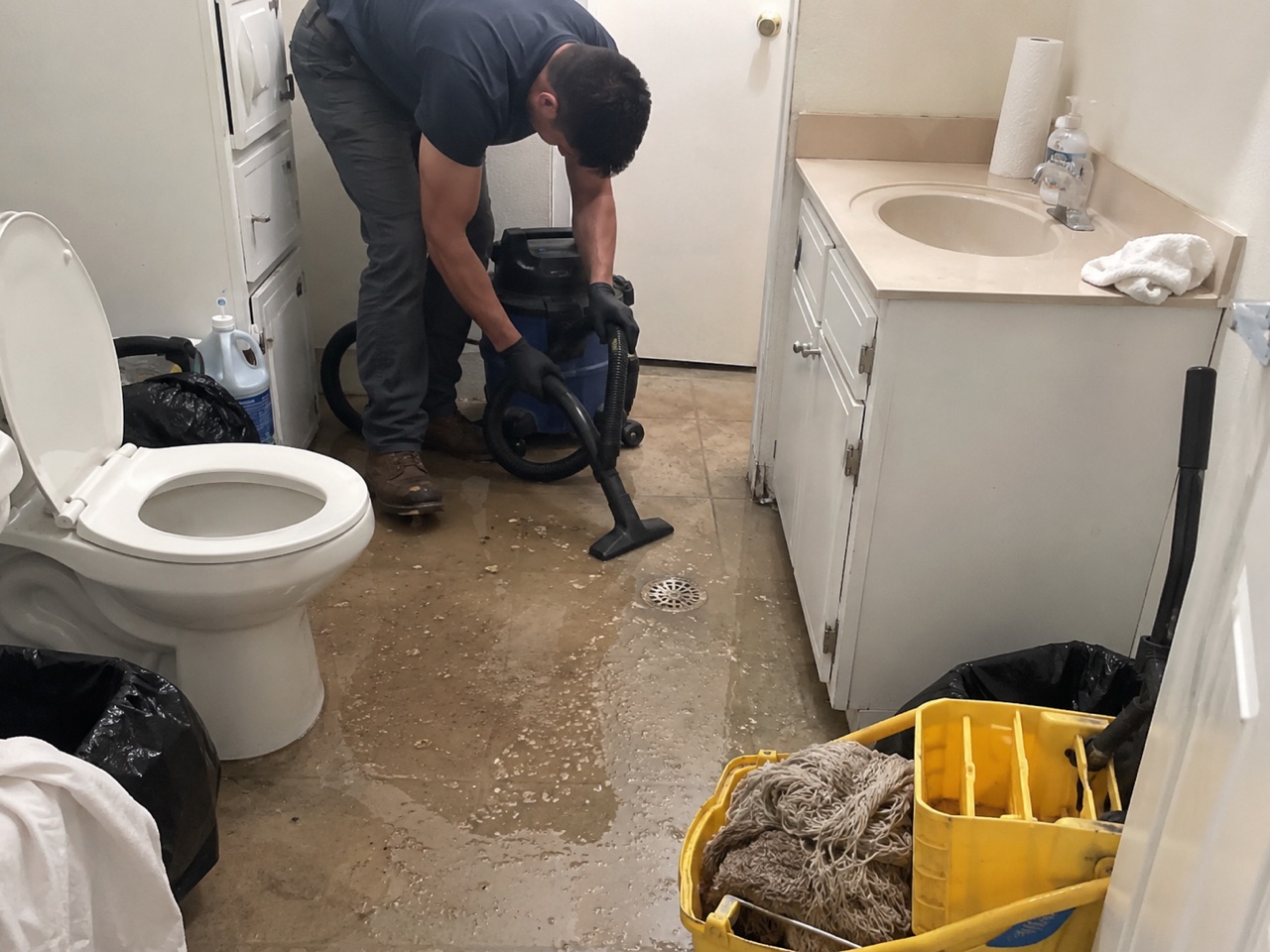Sewer backup cleanup and main line clearing in a Stockton, CA home