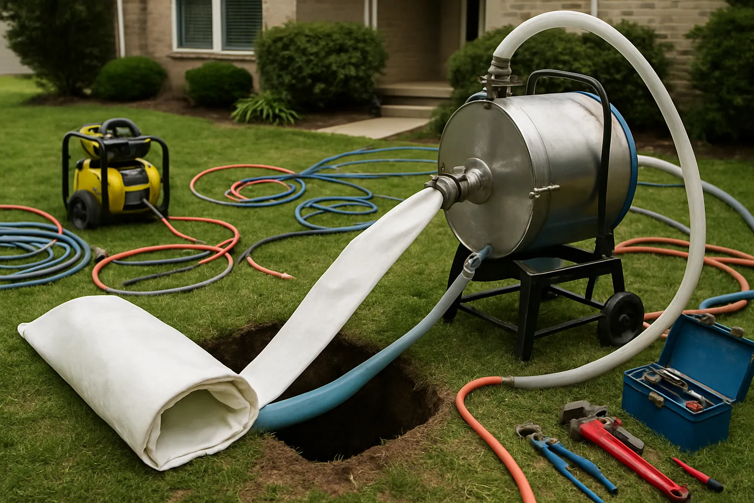 Sewer pipe access point prepared for trenchless CIPP lining in Stockton, CA